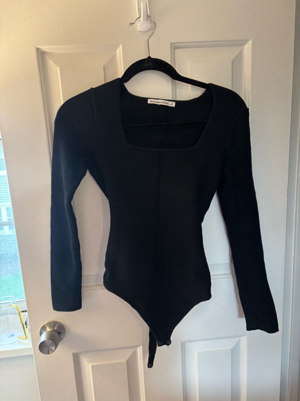 Abercrombie & Fitch Black Ribbed Square-Neck Bodysuit - Picture 4 of 4